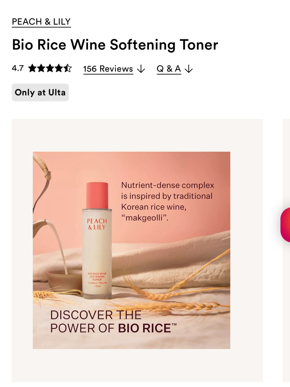 NEW IN BOX Peach & Lily Bio Rice Wine Softening Toner - Picture 4 of 6